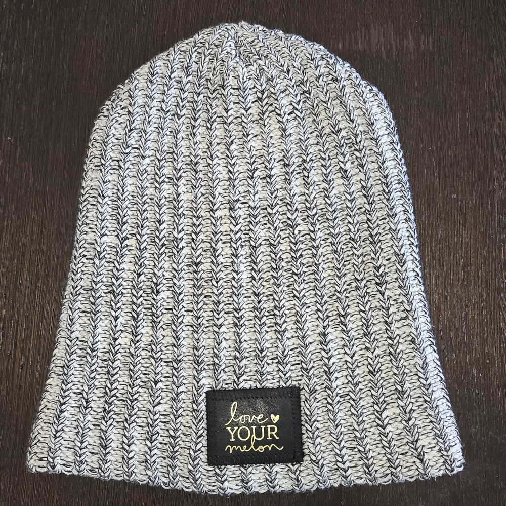 Love Your Melon Black White Knit Beanie 100% Cotton Unisex